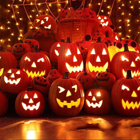 1 set di lanterne di zucca spaventose di Halloween, lampada di zucca a LED, decorazione di Halloween arancione per portico, porta d'ingresso, forniture per feste