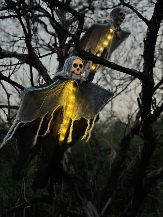 1 pezzo di decorazione fantasma scheletro di Halloween con LED, luci a LED per uso esterno nei giardini