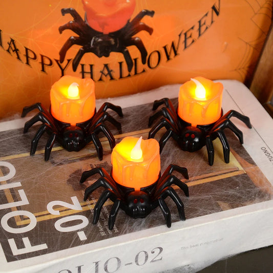 1 pz Decorazioni di Halloween LED Candela Luce Plastica Ragno Zucca Lampada per Casa Bar Casa Stregata Decorazione per Feste di Halloween