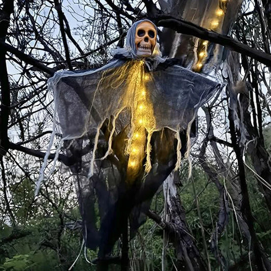 1 pezzo di decorazione fantasma scheletro di Halloween con LED, luci a LED per uso esterno nei giardini